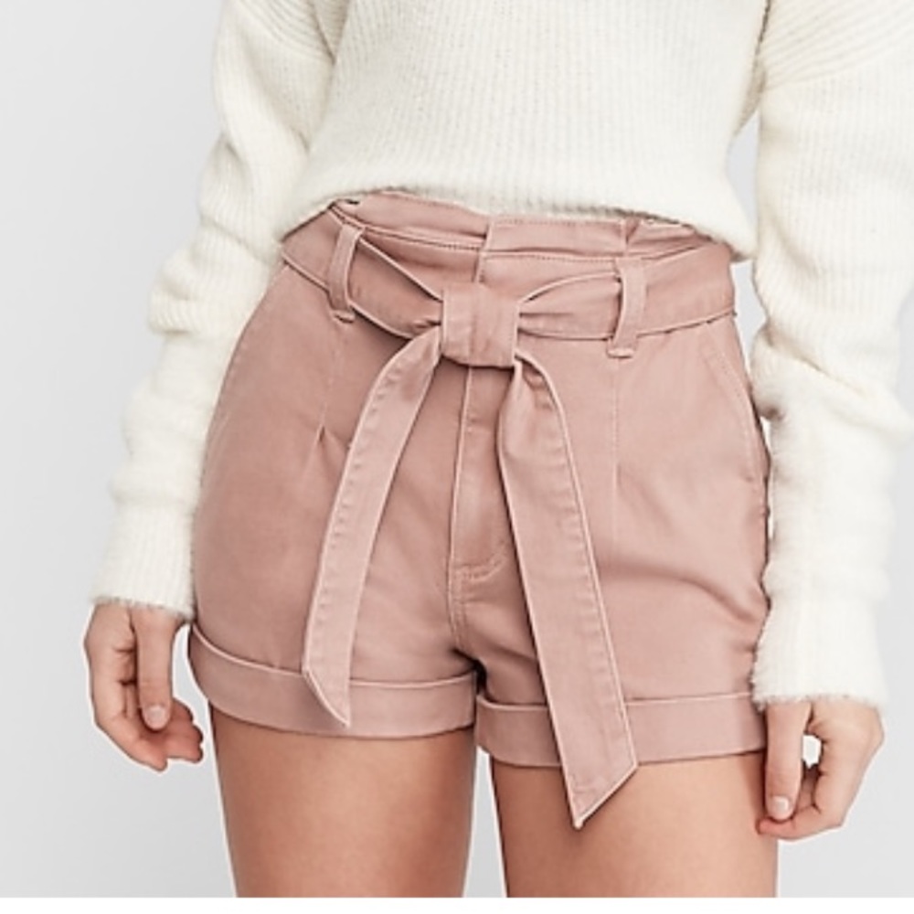 NWT Dark Mauve High Waist Belted Paperbag Shorts